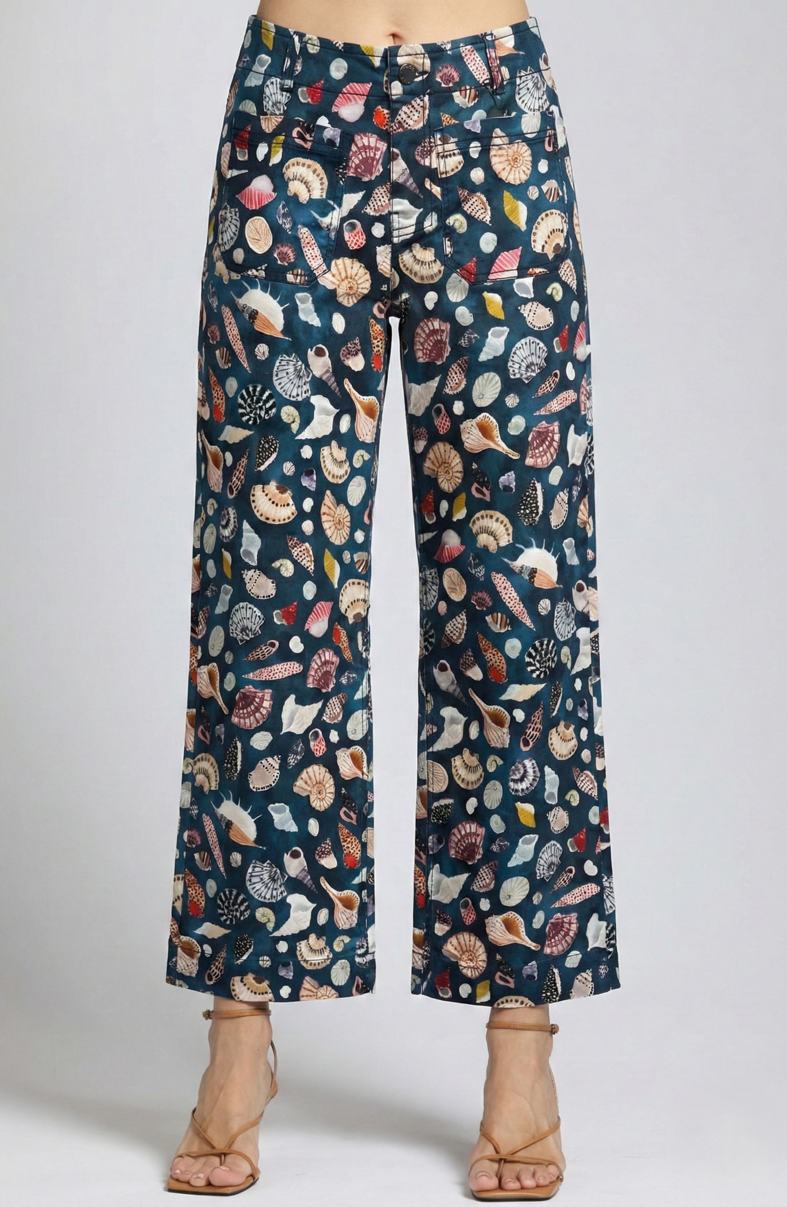 Print Wide Leg Ankle Jeans - image 5