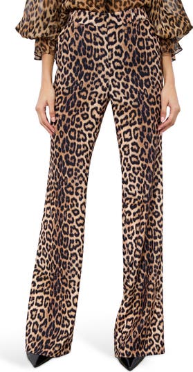 Alice + Olivia Remi Leopard Satin Crepe Bootcut Pants