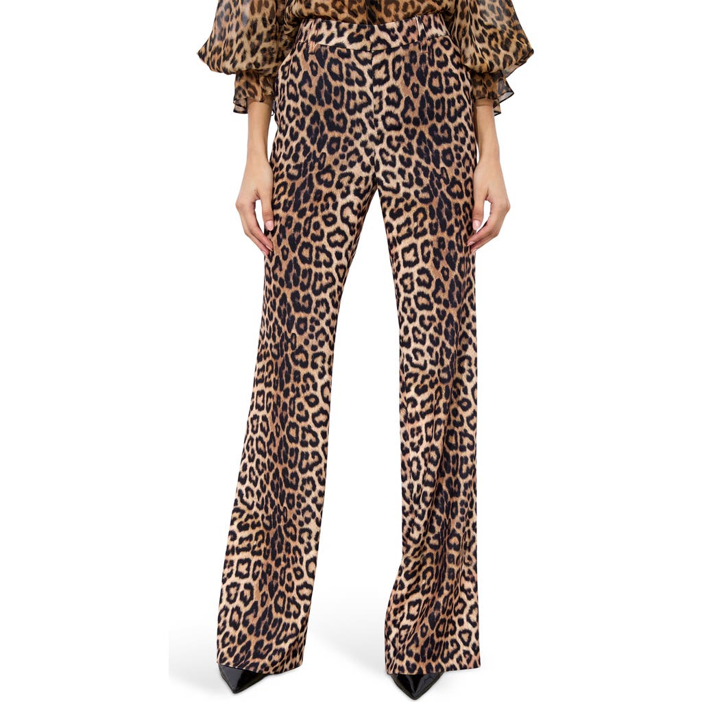 Alice And Olivia Remi Leopard Slim Bootcut Pants In Catwalk