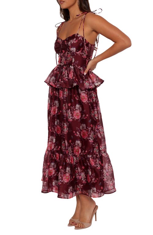 Petal And Pup Petal & Pup Mazy Floral Peplum Tiered Maxi Dress In Pink