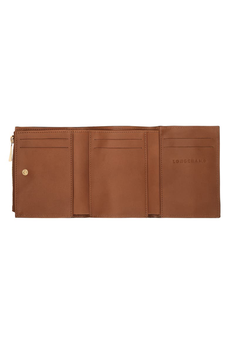 Compact Épure Timeless Leather Trifold Wallet, Alternate, color, COGNAC