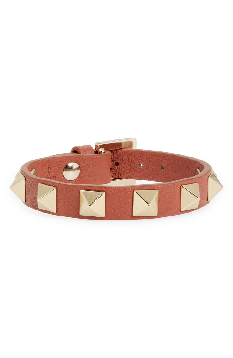 Valentino Garavani Valentino Rockstud Small Leather Bracelet, Main, color,