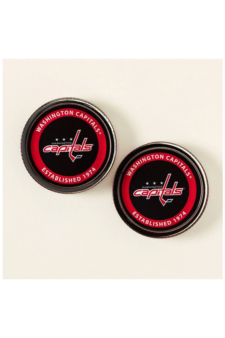 NHL Puck-Shaped Glass Coaster Set, Main, color, Washington Capitals