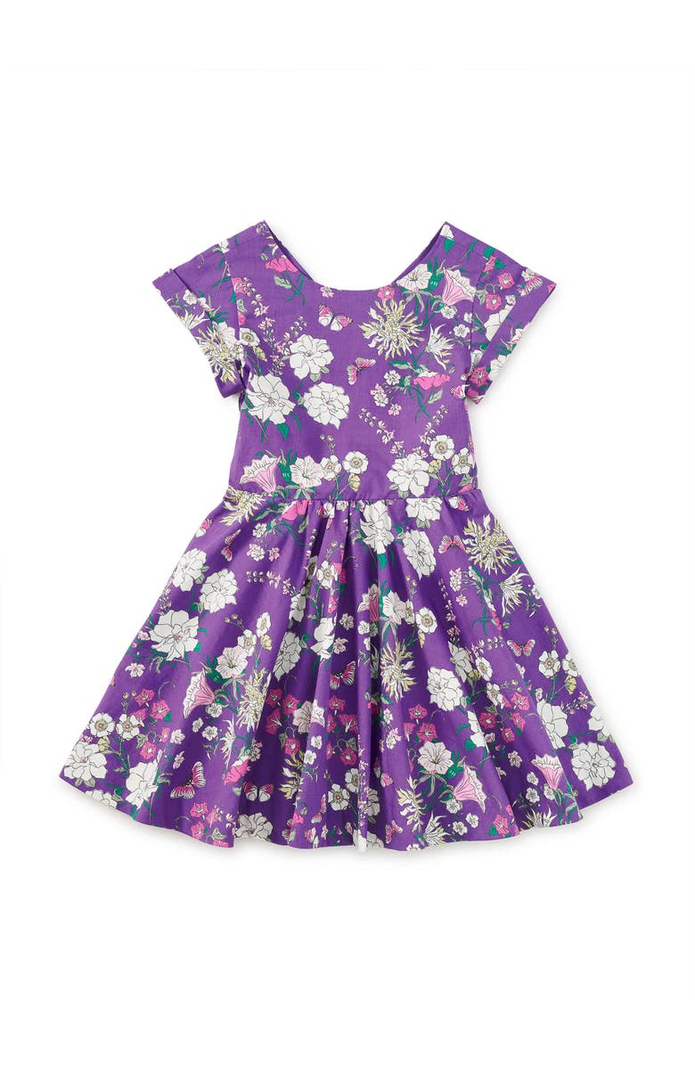 Tea Collection Floral Button Back Skirted Dress, Main, color, Portuguese Floral