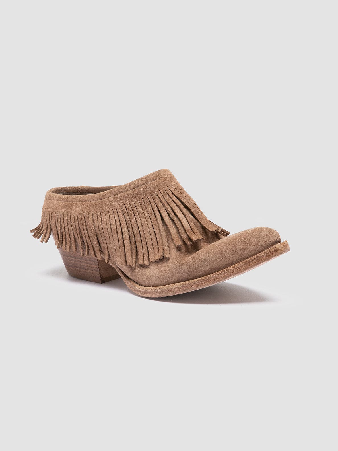 Officine Creative Wanda DD 108 Suede Fringe Mules, Alternate, color, Taupe