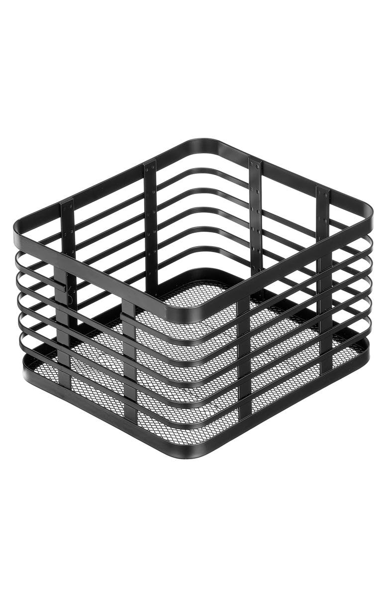mDesign Metal Pantry Basket with Handles - Set of 4 - Matte Black, Alternate, color, Black