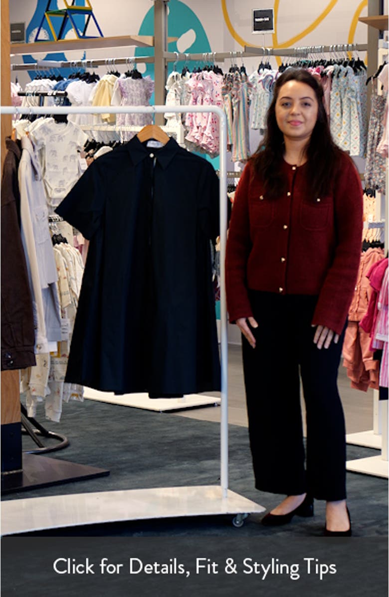 Grossgrain Ribbon Cotton Trapeze Shirtdress, sales video thumbnail