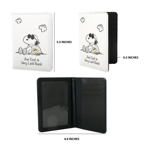 Peanuts White And Black Passport Holder In Multi