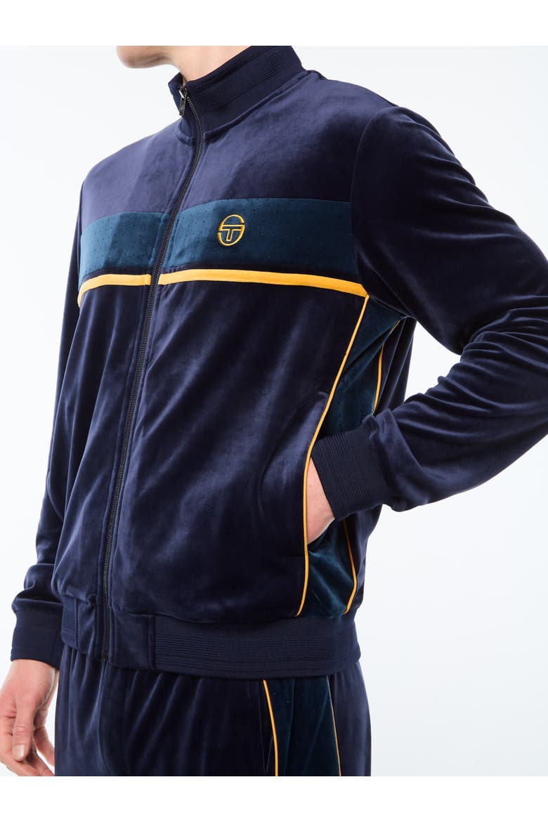 Forato Velour Track Jacket, Alternate, color, MARITIME BLUE