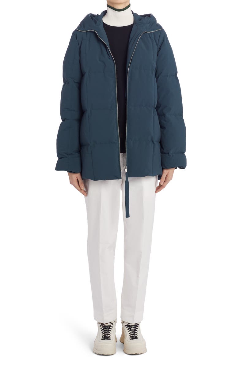 Jil Sander Quilted Recycled Down Jacket with Hood, Alternate, color,