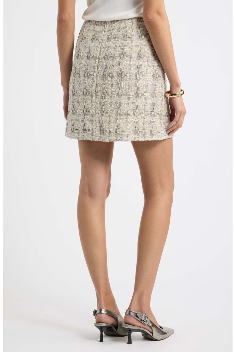 Plaid Tweed Miniskirt, Alternate, color, IVORY PLAID