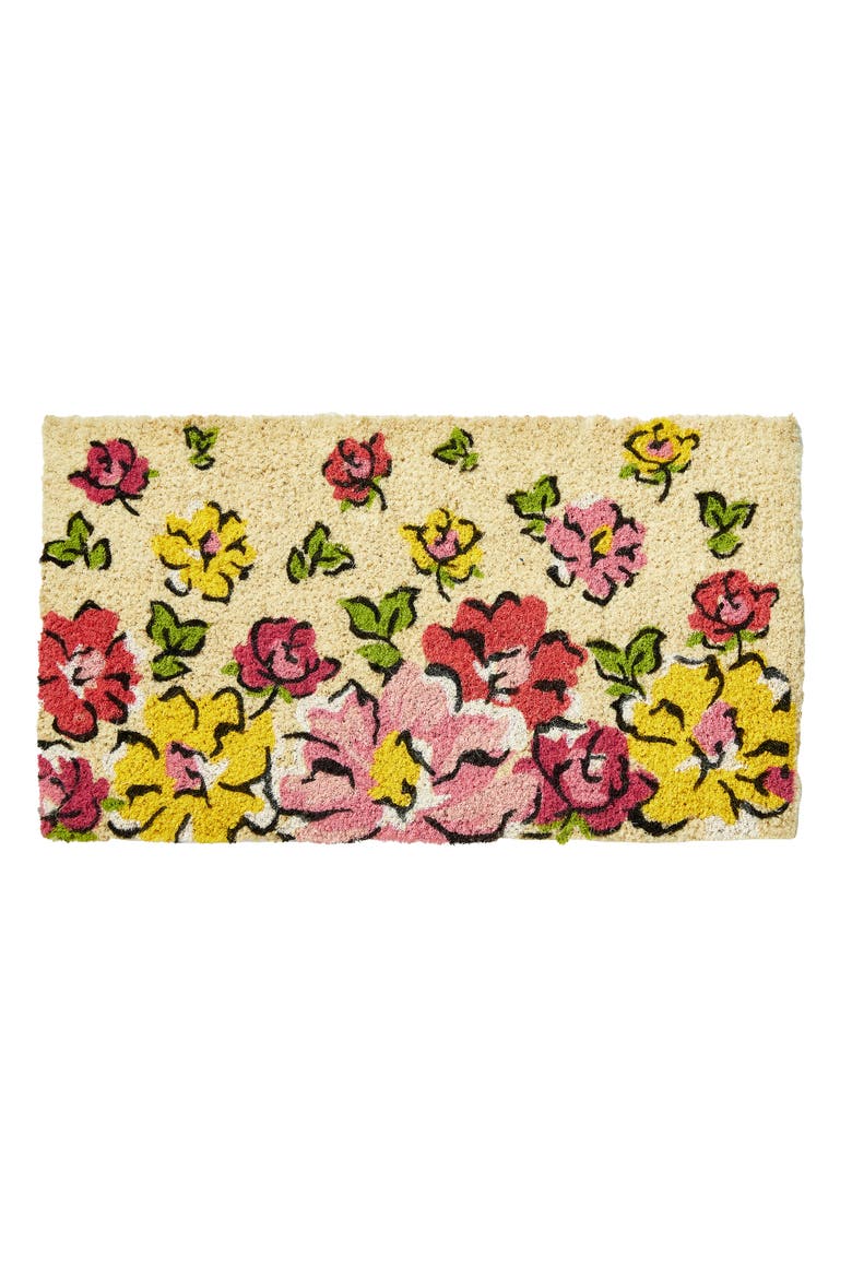 Flower Cascade Coir Mat Multi Coir Everyday,Summer, Main, color, Beige