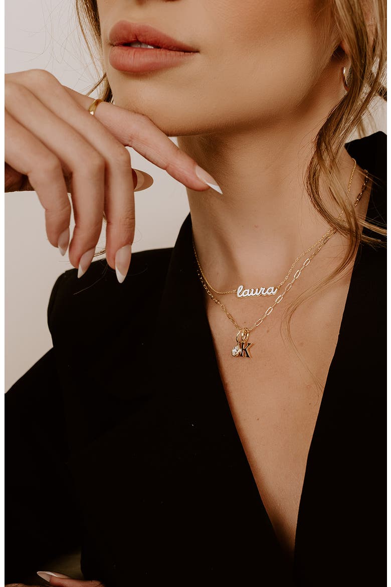 Mini Paperclip Chain Necklace, Alternate, color, GOLD