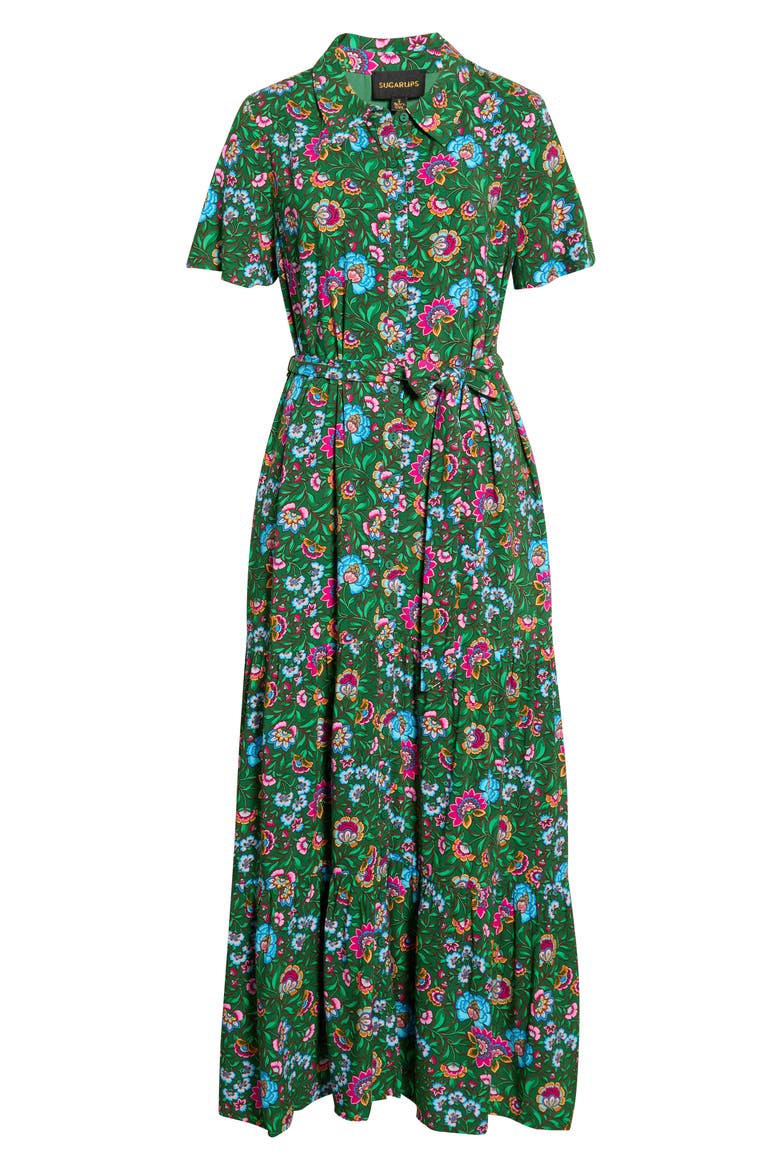 Tobie Floral Maxi Shirtdress, Alternate, color, KELLY-MULTI