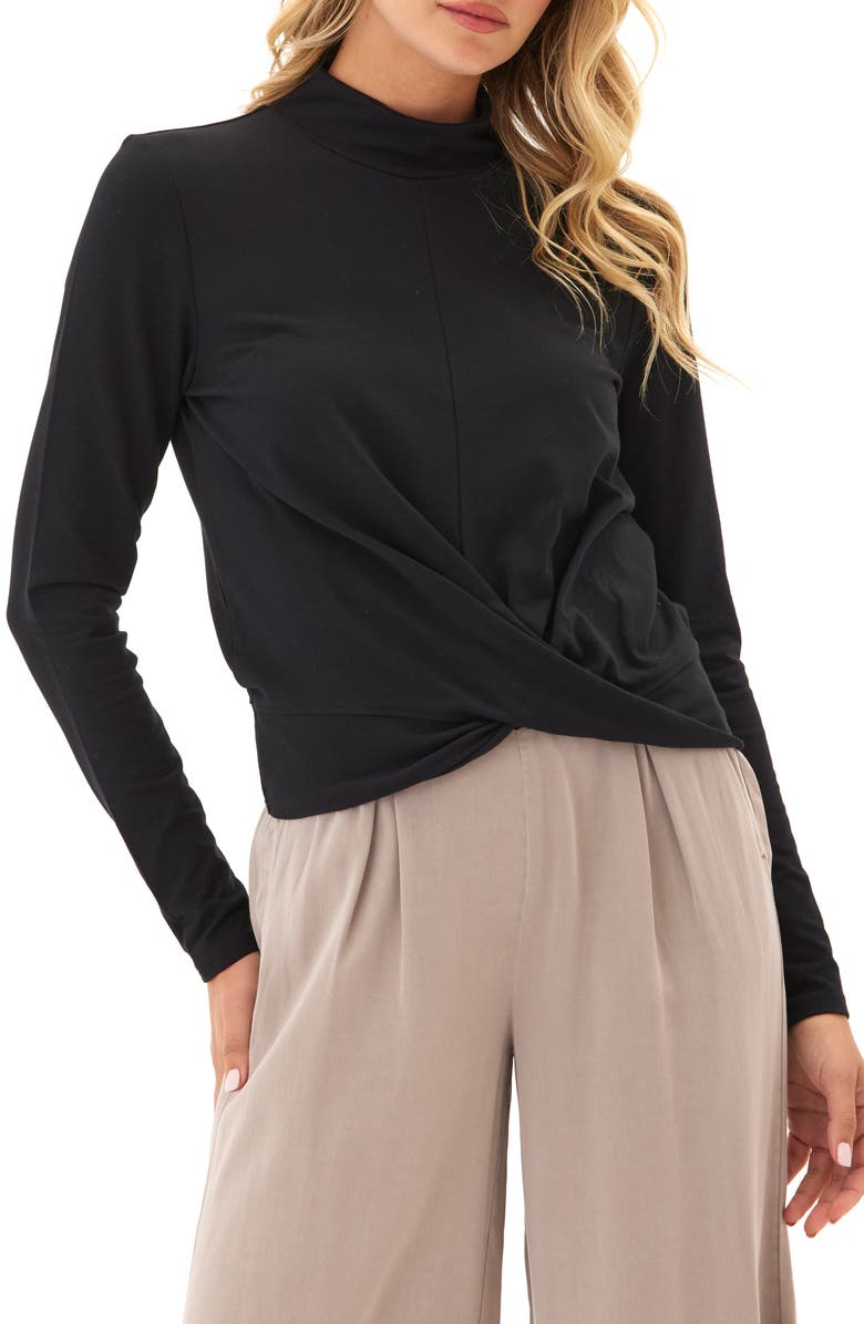 Threads 4 Thought Wren Eco Jersey Crossover Hem Mock Neck Top, Main, color, 