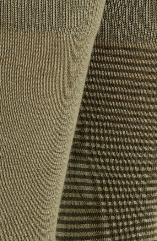 Hugo Boss Boss Assorted 2-pack Solid & Stripe Cotton Blend Dress Socks In Green
