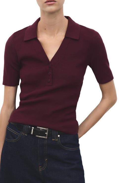 Rib Short Sleeve Polo Sweater (Regular & Plus)
