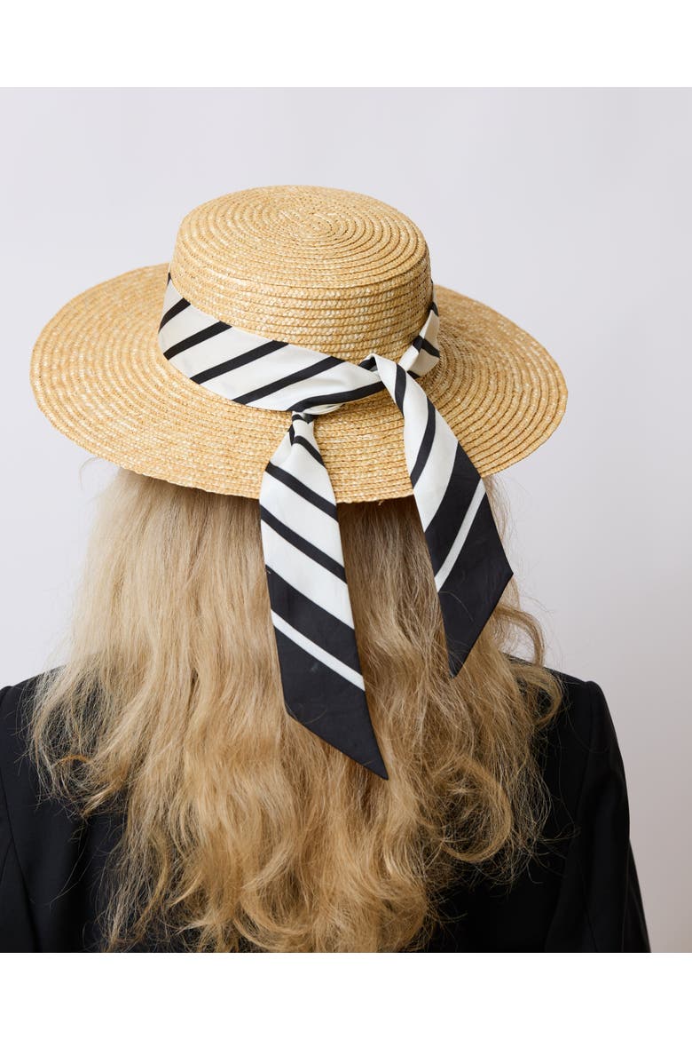 "La Mariniere" Silk Skinny Scarf, Alternate, color, Black and White