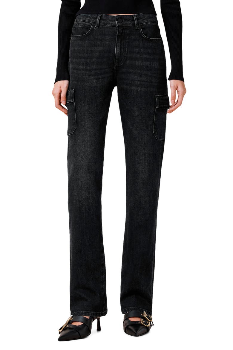 Hollis Cargo Bootcut Jeans, Main, color, WASHED BLACK
