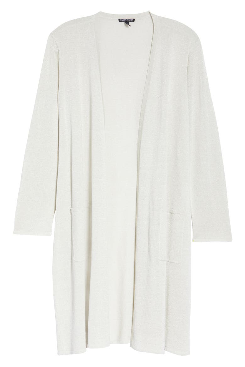 Metallic Flecked Long Cardigan, Alternate, color, BONE