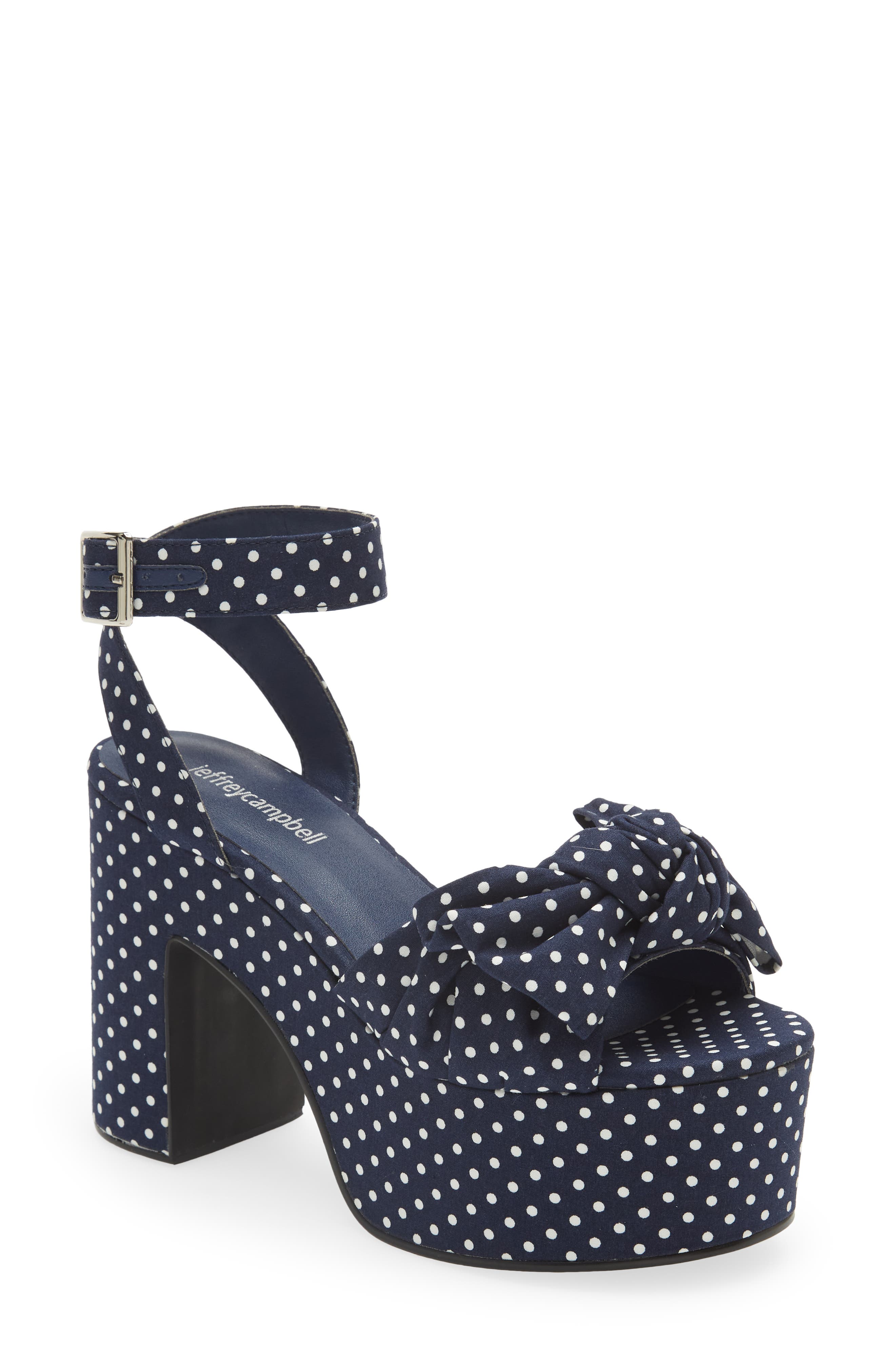 Picnic Platform Sandal, Main, color, NAVY WHITE POLKA DOTS