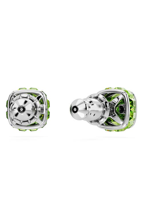Swarovski Birthstone Pierced Earrings Studs Aug Rhodium Shiny Green In Green