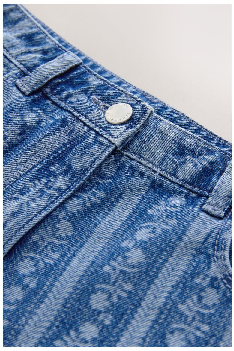 Kids' Floral Stripe Denim Shorts, Alternate, color, BLUE
