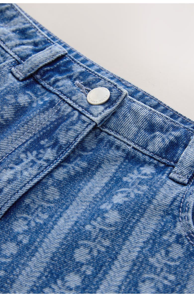 NEXT Kids' Floral Stripe Denim Shorts, Alternate, color, Blue