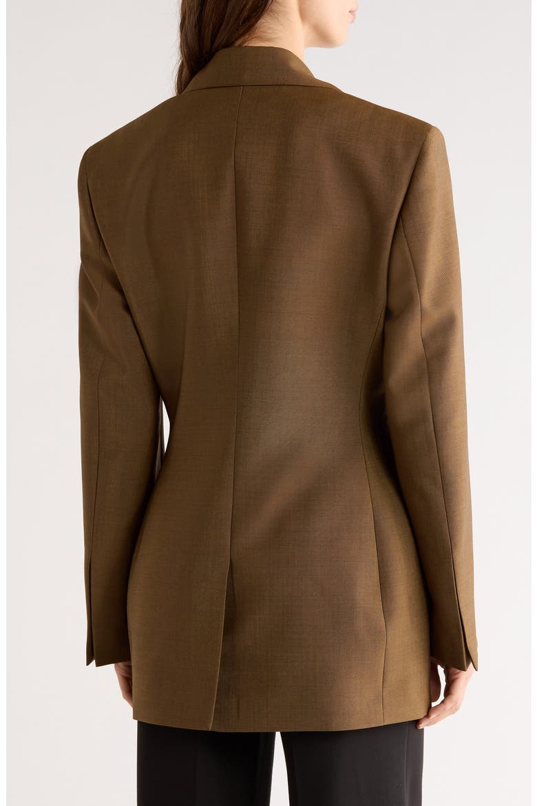 Hourglass Double Breasted Virgin Wool & Mohair Blazer, Alternate, color, GOLDEN BROWN