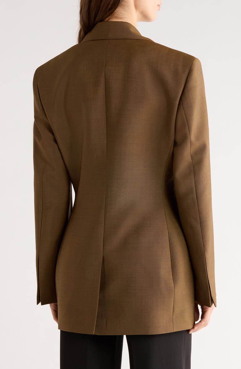 Róhe Hourglass Double Breasted Virgin Wool & Mohair Blazer, Alternate, color, Golden Brown