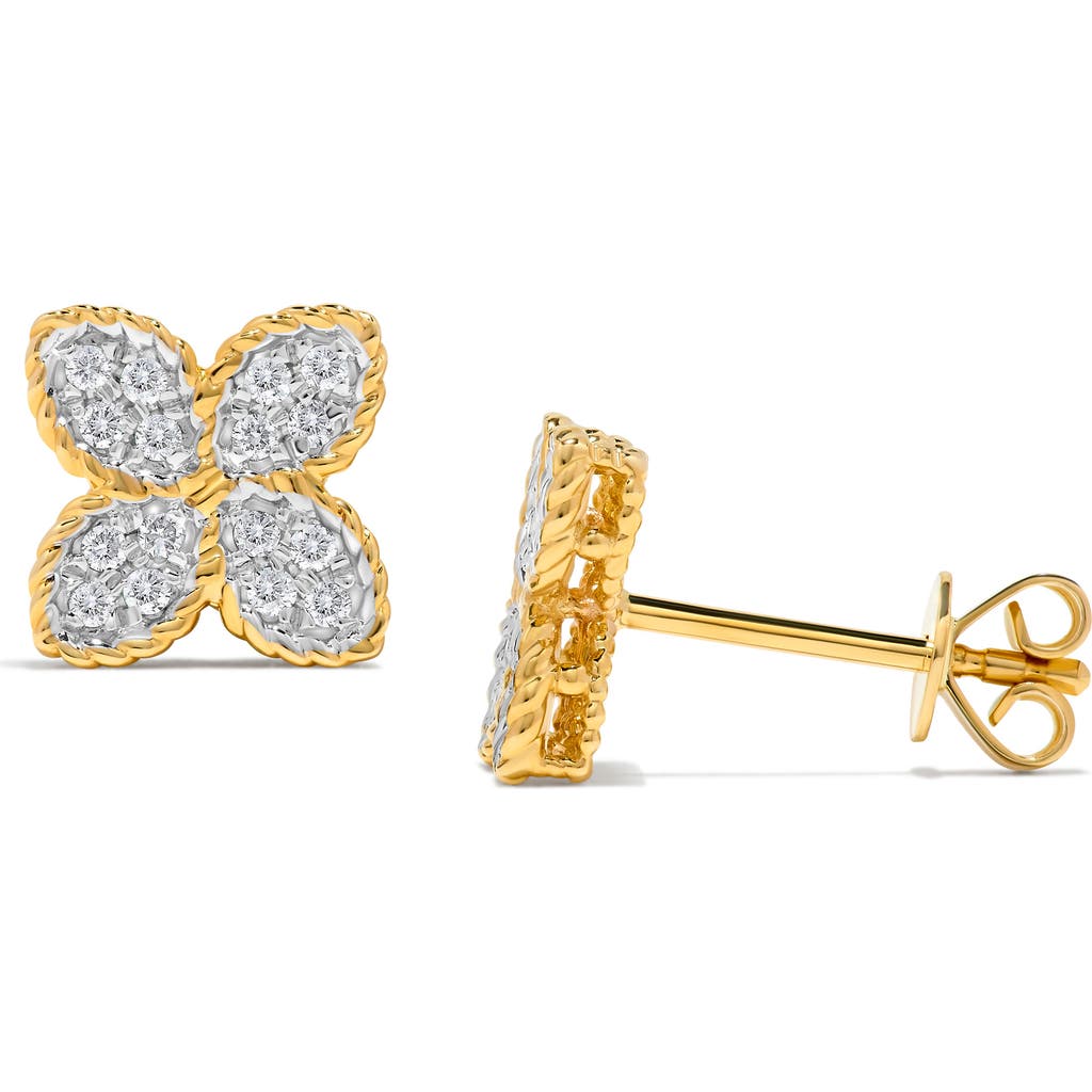 H.j. Namdar Diamond Floral Braided Stud Earrings In Gold