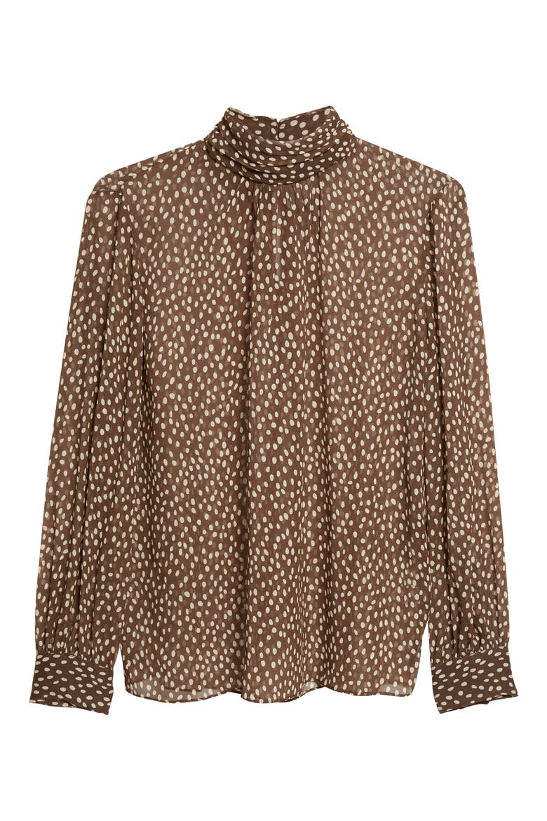 Remie Polka Dot Sheer Silk Chiffon Blouse, Alternate, color, BROWN/ CREAM WILD DOTS