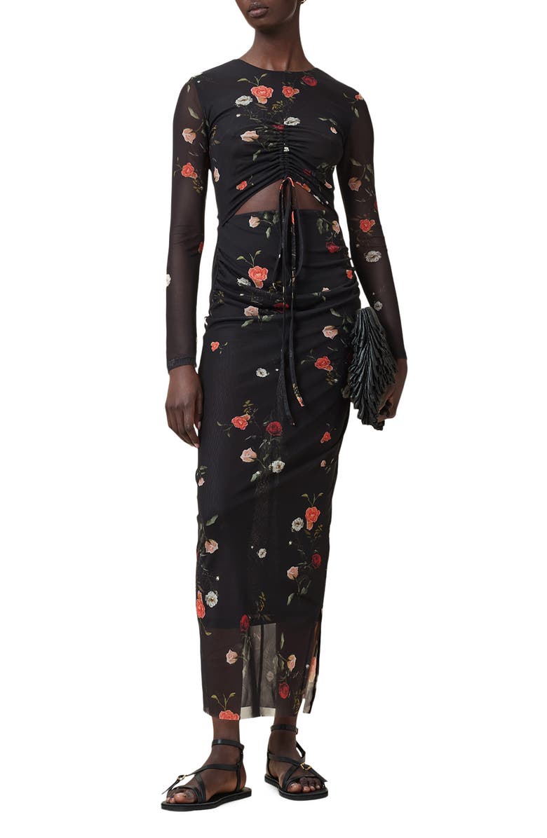 AllSaints Kathy Long Sleeve Mesh Dress, Alternate, color,