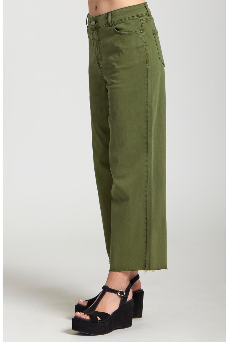 Crop Raw Hem Wide Leg Jeans, Alternate, color, OLIVE