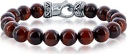 BLACKJACK Stainless Steel Tiger Eye Beaded Bracelet
