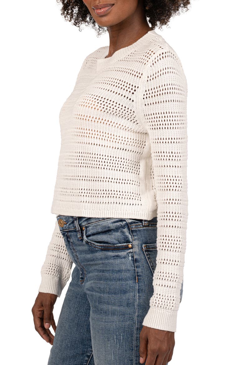 Open Stitch Crop Sweater, Alternate, color, OFF WHITE