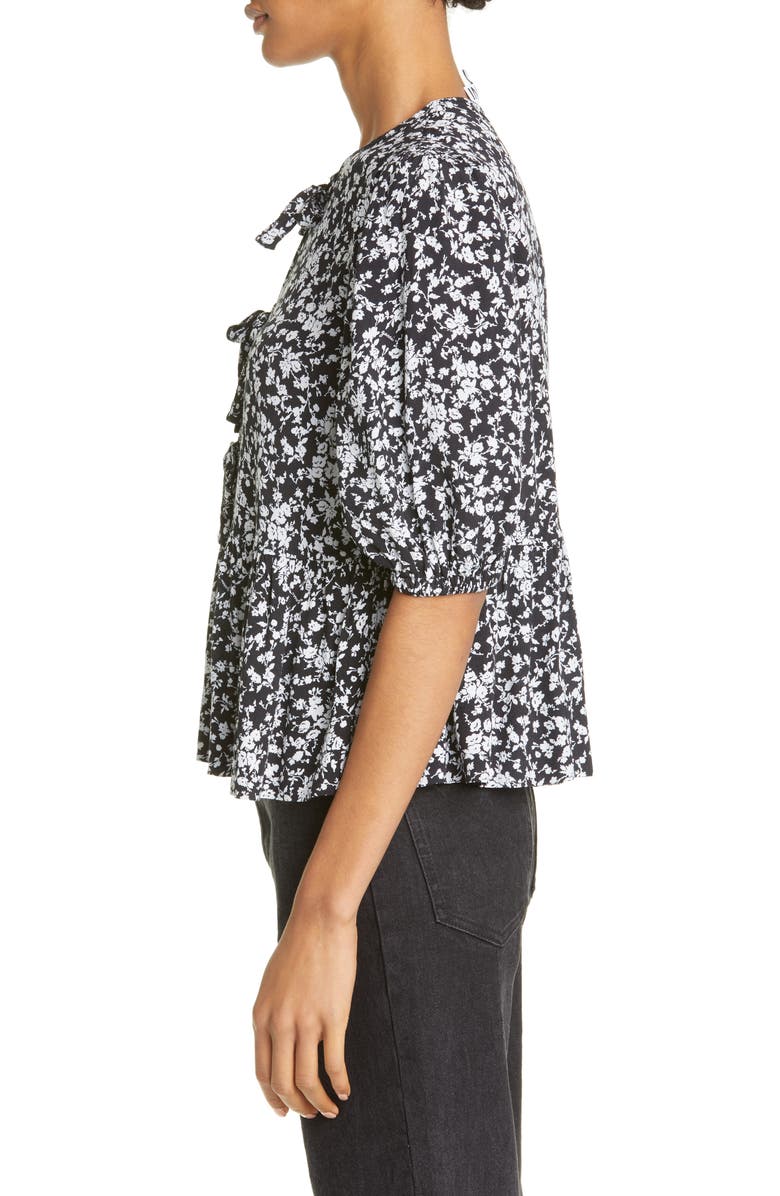 Ganni Floral Peplum Blouse, Alternate, color, 