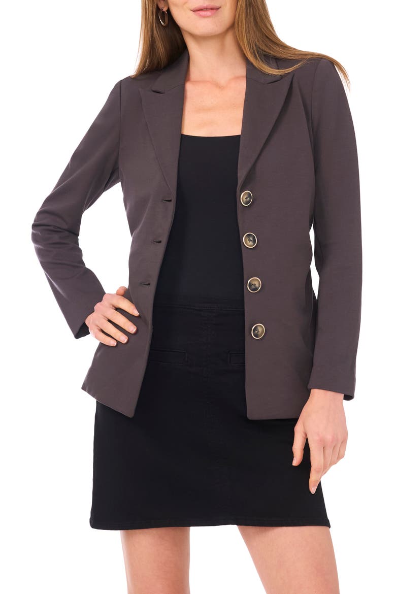 Side Ruched Ponte Blazer, Main, color, MED HTHRGREY
