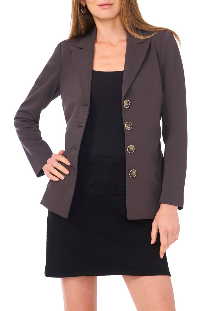 Vince Camuto Side Ruched Ponte Blazer, Main, color, Med Heather Grey