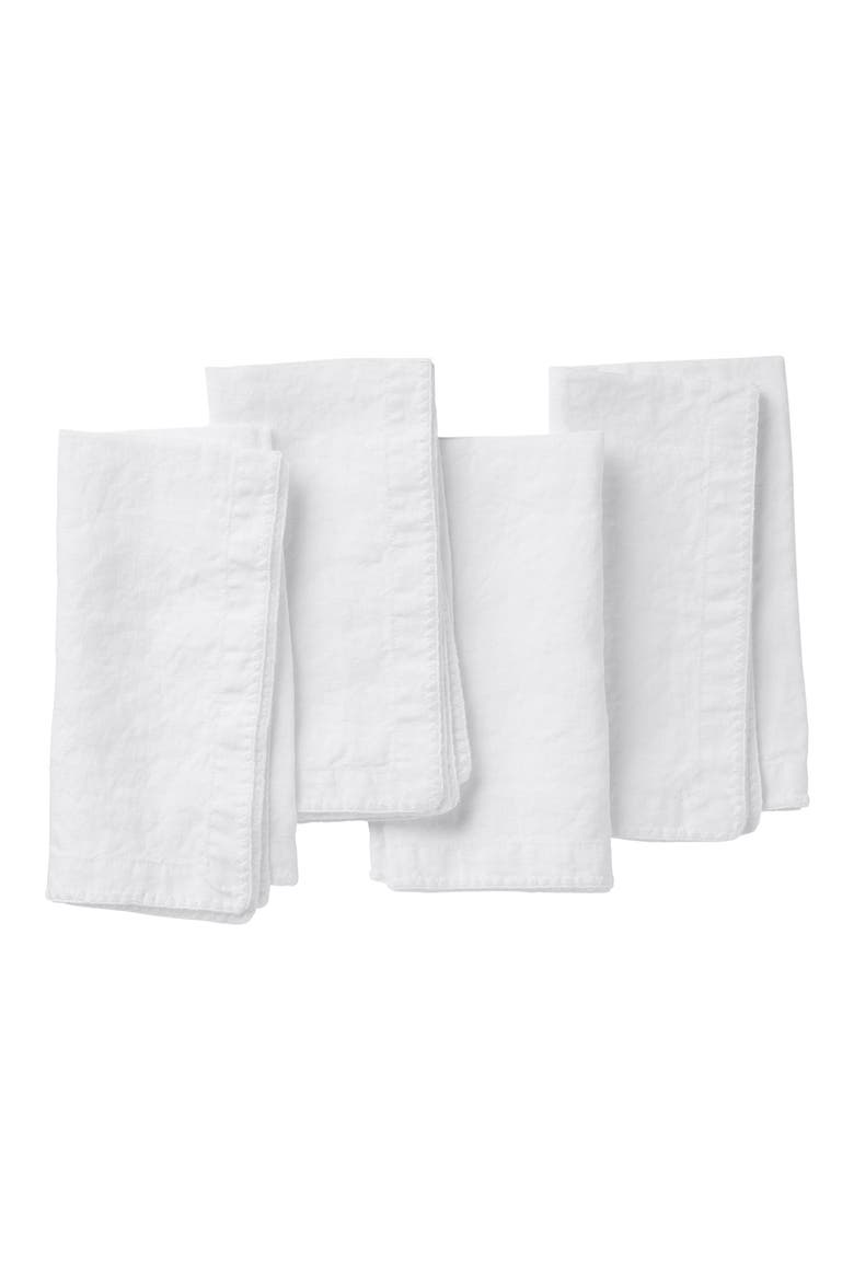 Olivos 4-Pack Organic Linen Napkins, Main, color, ALPINE WHITE