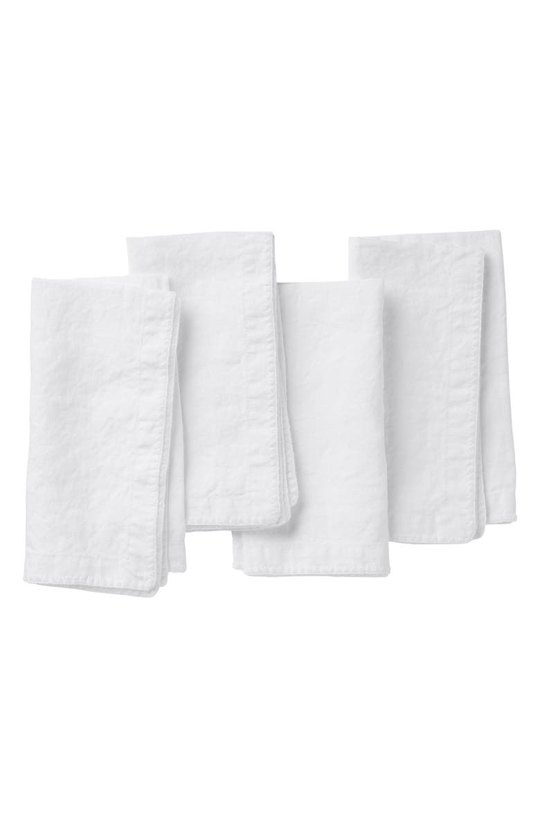 Coyuchi Olivos 4-Pack Organic Linen Napkins, Main, color, Alpine White