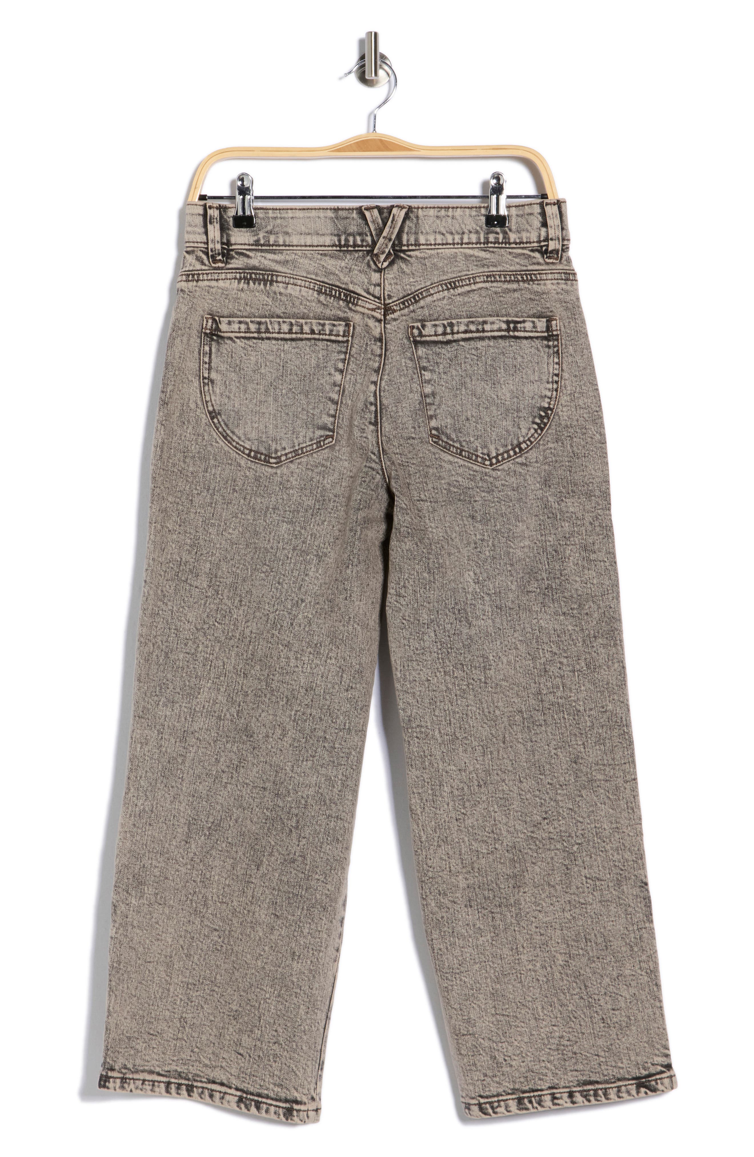 Faux Pearl Detail Acid Wash Jeans