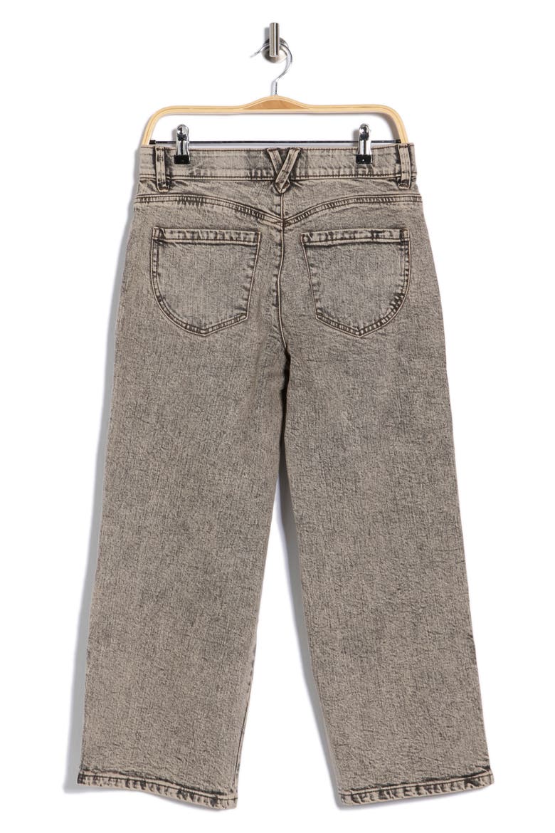 Faux Pearl Detail Acid Wash Jeans, Alternate, color, TINTED BROWN
