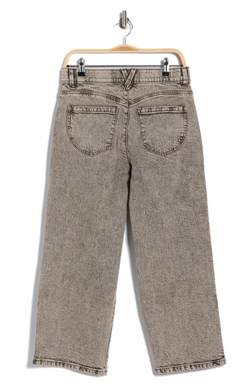 Democracy Faux Pearl Detail Acid Wash Jeans In Gray