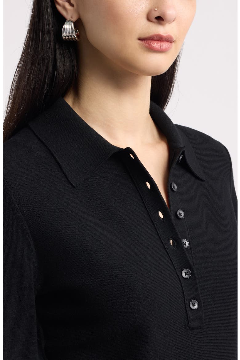Polo Long Sleeve Minidress, Alternate, color, BLACK