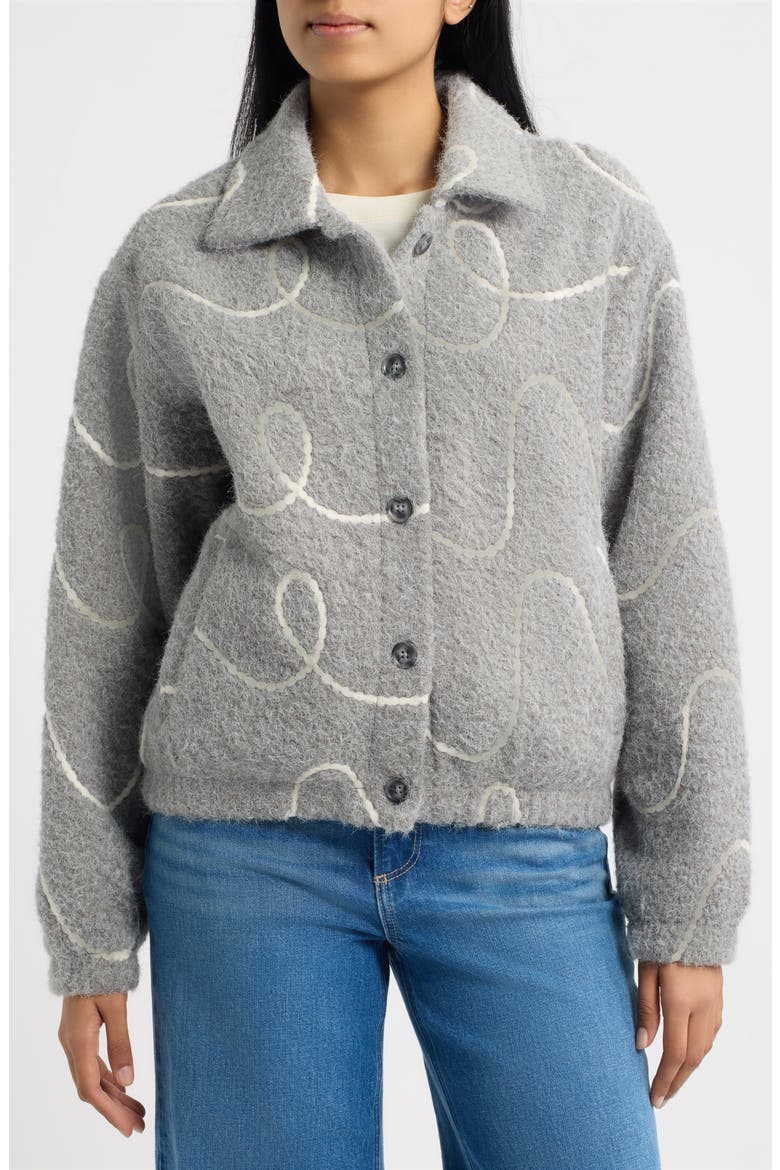 Squiggle Bomber Jacket, Alternate, color, GREY