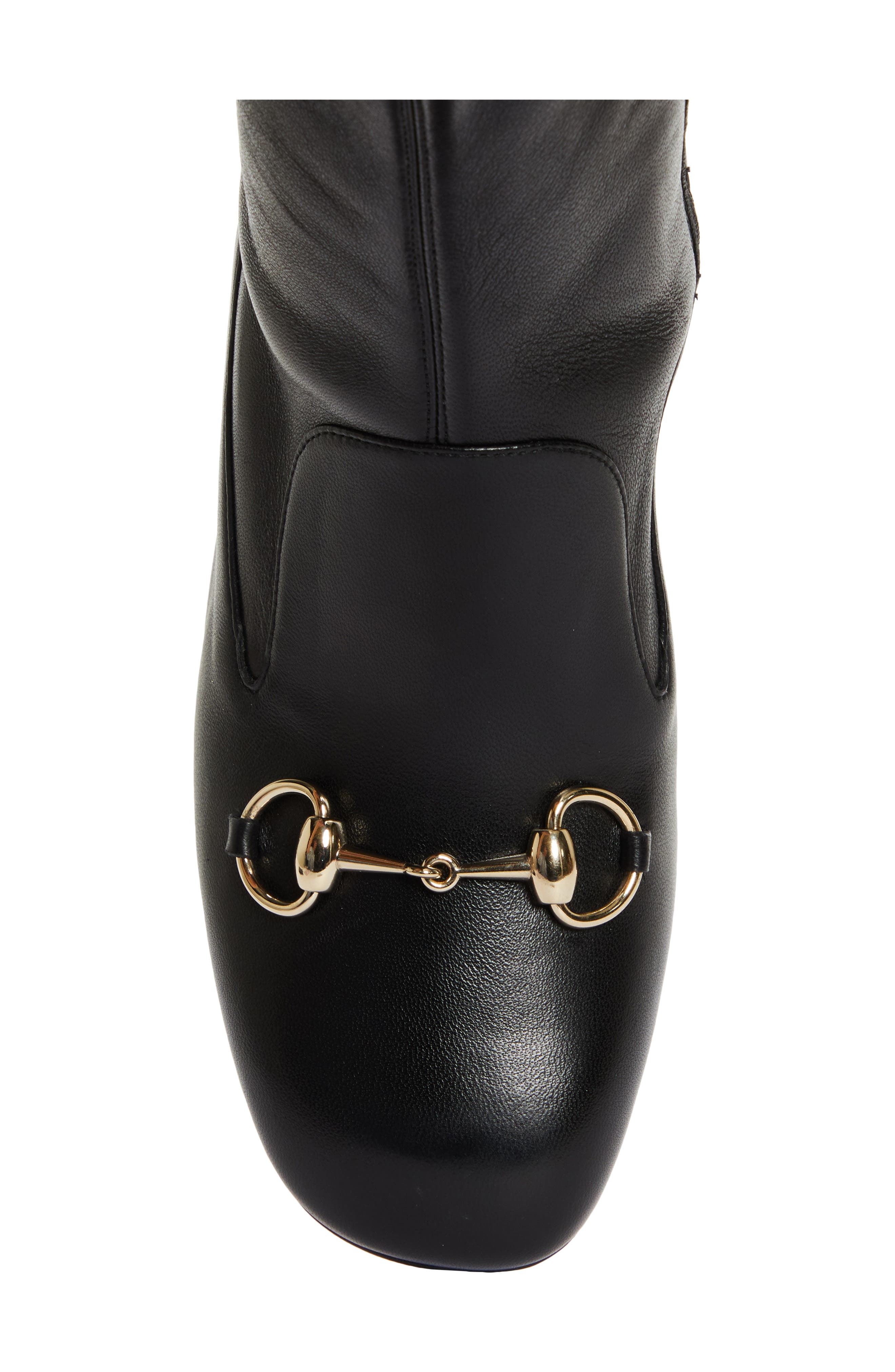 Gucci Lady Horsebit Block Heel Bootie, Alternate, color, Black/ Black