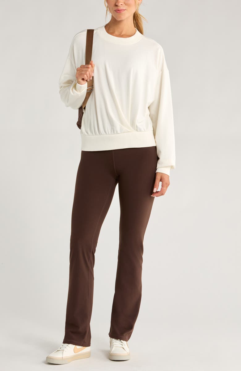 Zella Luxe Terry Pleated Pullover, Alternate, color, Ivory Egret