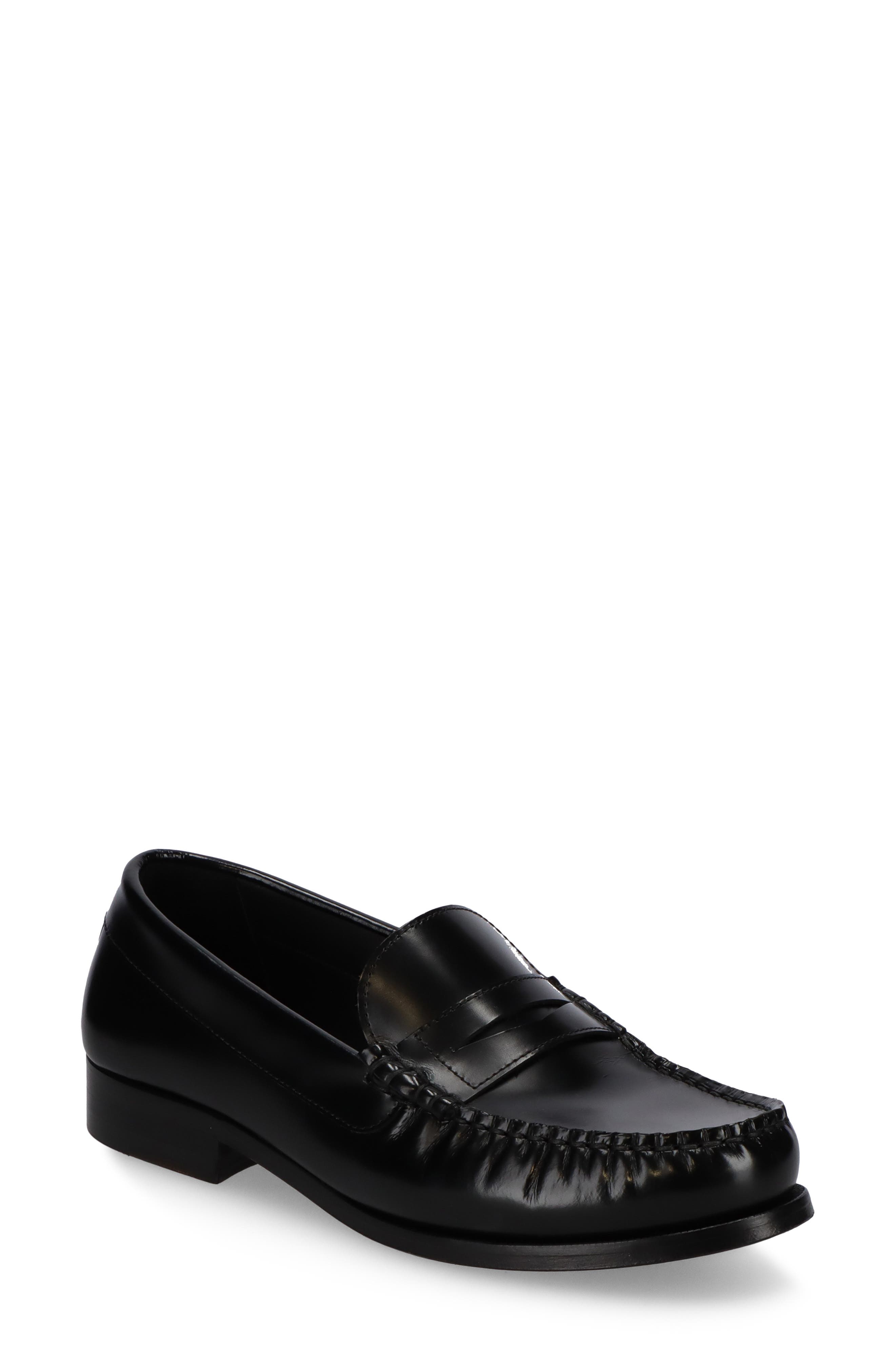 ALOHAS <p>Rivet Leather Loafer (Women)</p>, Main, color, Black