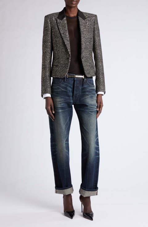 Sequined Tweed Cropped Jacket